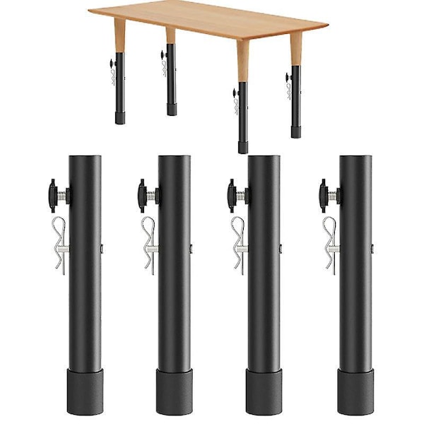Sæt med 4 foldbare bordbensforlængere, egnet til foldbare bordben og lige ben, justerbare foldbare bordbensforhøjere, højde (20 cm)
