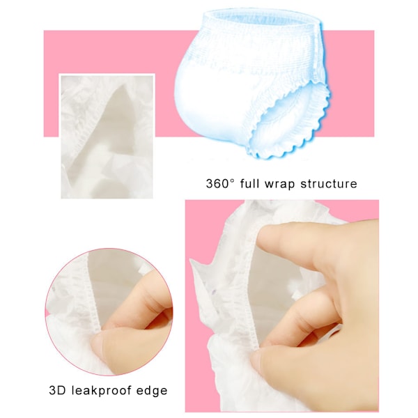 3st/påse Nattbruk Sanitetsskydd Trosor Engångs menstruationsunderkläder Maxi Overnight Trosskydd Feminin CareFree Storlek