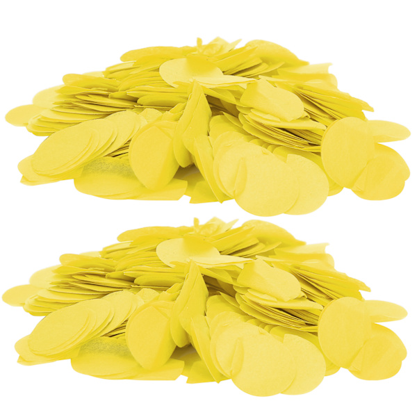 2 poser med rund papirkonfetti 2,5 cm bursdagsfest bryllupsdekorasjonsartikler gul
