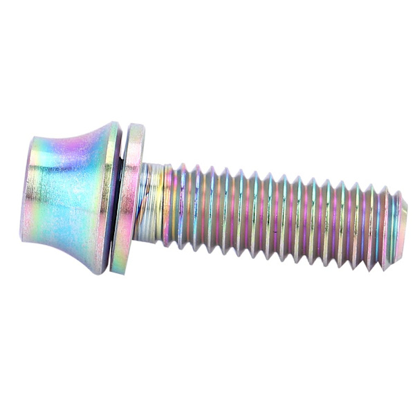 Cykel titaniumlegering vandflaskeholder skruebolt M5x12/16mm med skive (Rainbow M5x16)