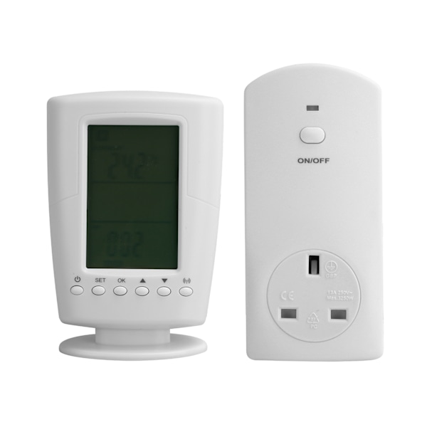 LCD-temperaturregulator med bakgrundsbelysning Trådlös fjärrprogrammerbar termostatuttag UK 250V 13A 50Hz 3250W Maximum