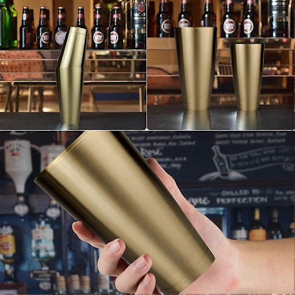 Rustfrit stål, robust og holdbar cocktail shaker kop bar hjem køkkenredskab (Titanium Golden)