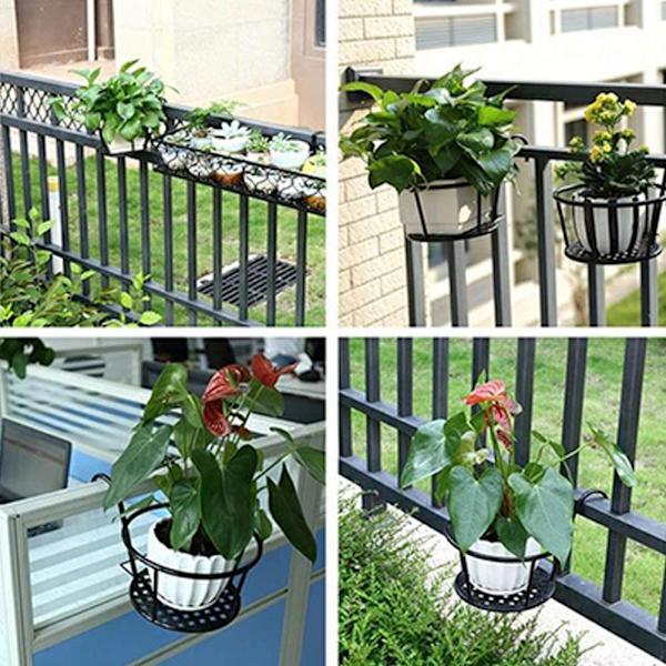 Hængende rækværk Jern Plantekasse Kurve Urtepotteholder Bøjle Metal Hegn Skinne til Terrasse Altan Veranda Hegn