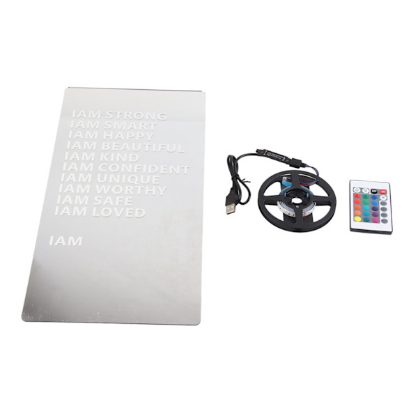 LED Affirmation Mirror Akrylspegel USB-spegel Inspirerande spegel Mångsidig inredning