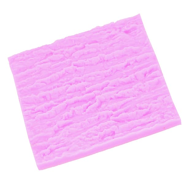 Silikonform med trebarktekstur, kakefondant, blondemønster, pregeplate, dekorasjonsutstyr, rosa