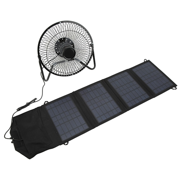 Bærbar solcelledrevet ventilator 14W 8 tommer dobbelt USB opladningstelefonventilator til udendørs picnic
