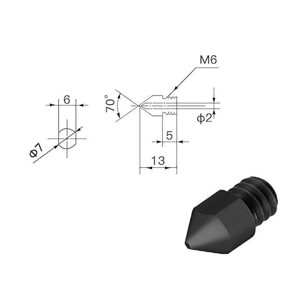 8-pack MK8 Munstycke i härdat stål, volframstål, 3D-skrivartillbehör, slitstark 1,75/0,2 mm spetsmunstycke