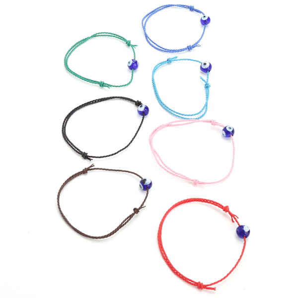 7 st Delikat Armband Justerbar Färgglad Handvävd Turkisk Blå Öga Lycka Armband Rep för Män Kvinnor Present