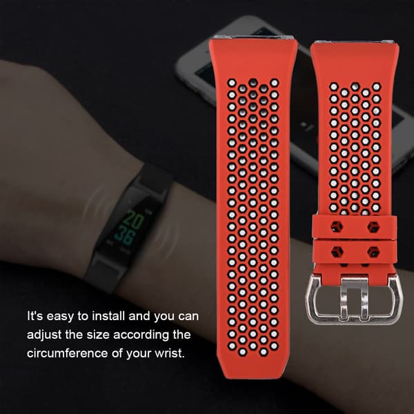 Silikoninen urheiluranneke, vaihtovärinen ranneke Fitbit Ionic Large -koolle, musta ja punainen