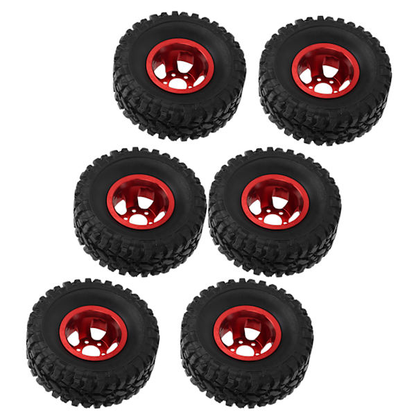 RC-gummidäck med aluminiumfälgnav för WPL C14 C24 C34 C44 B14 B24 B16 B36 4WD-bilmodell, röd