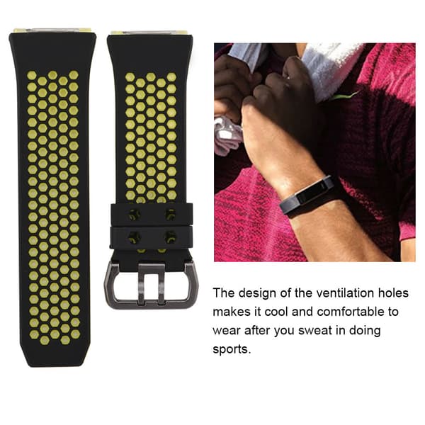 Silikon Sportsarmbånd Erstatningsfargestropp for Fitbit Ionic Stor Størrelse Svart og Grønn