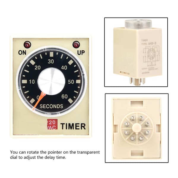 AH3-3 Strömpåslag Fördröjningstimer Tidsrelä AC 220V 50/60Hz (60S)