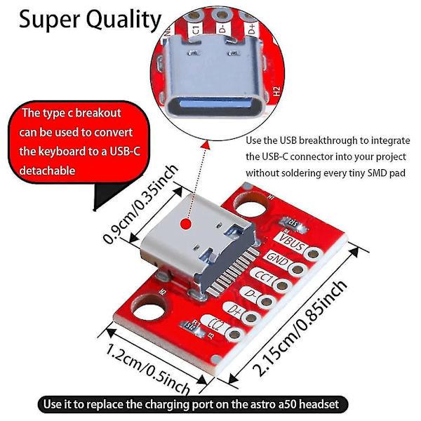 5 STK./Lot USB Type-C Breakout Board Seriel Basic Breakout Hun-stik Type PCB Konverter Board-B13