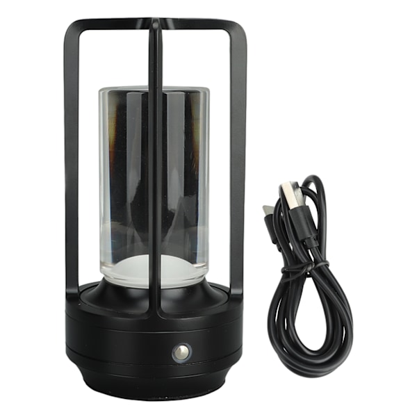Led-bordlampe uden ledning, 3 farver, trinløs dæmpning, genopladelig touch-lampe, natbordslampe til soveværelse, sort