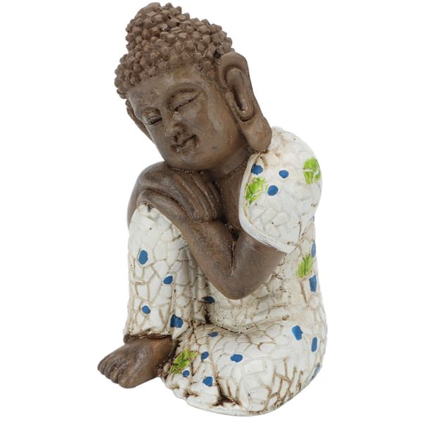 Zen-statue i harpiksmateriale - nem at rengøre - afslappende - vandtæt - sovende Buddha-dekorationer til hjemmet