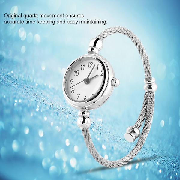 Analog rund kvartslegeringsrem åpen armbåndsur Armbåndsur (arabiske tall hvit urskive) Arabic Numerals White Dial