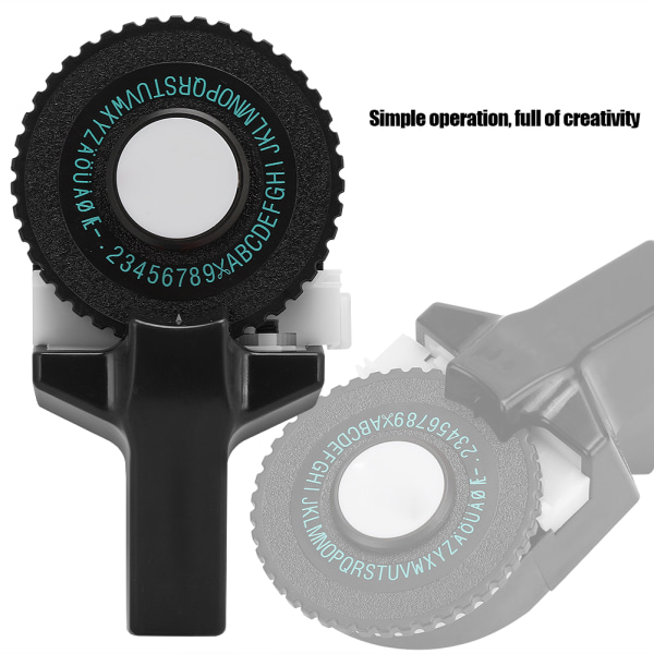 Mini Manuell Tape Maker Dekorativ Farget ABS 3D Pregestape 9 mm for Håndbok Svart