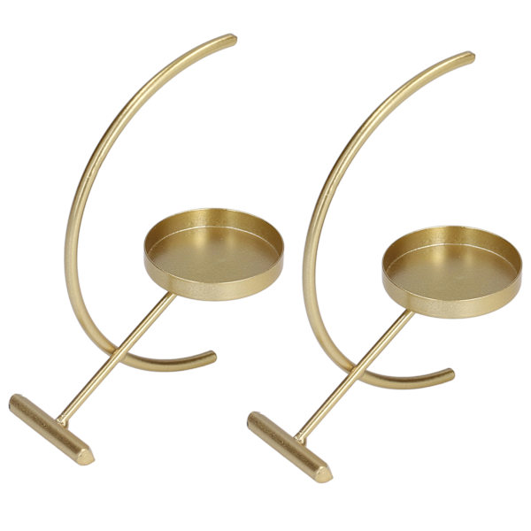 2 st guld ljushållare i robust och hållbart järn, enkel och elegant stil, bred tillämpning