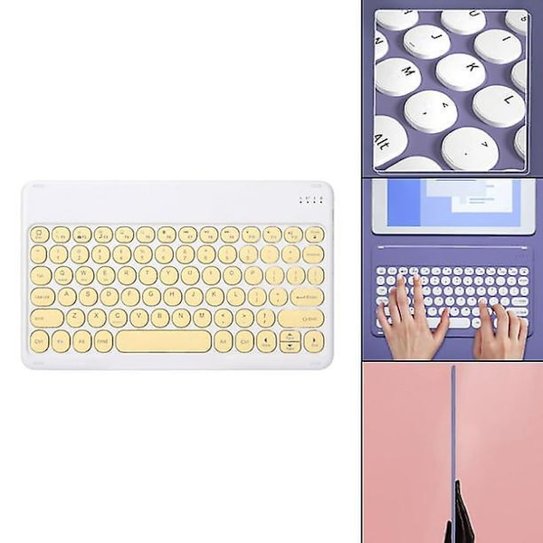 Laderbar trådløst Bluetooth-tastatur med gule knapper