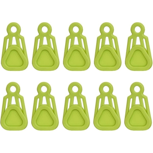 Heavy Duty Tent Clips - 10pcs Green Windproof Rope Clamps for Camping Tent Accessories