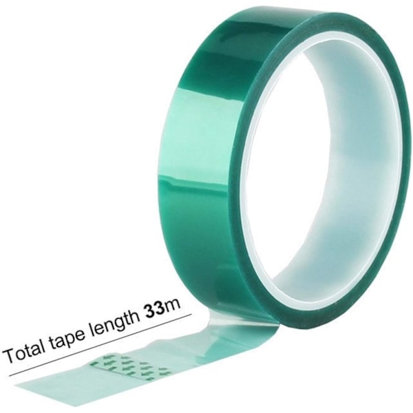 2 stk. PET Højtemperatur Maskeringstape, Varmebestandig Polyester Klæbetape med Silikone Lim til Maling, Printkort, 3D Printere (30mm*30m)