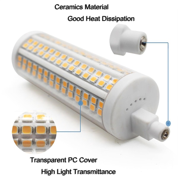 20W 2500LM R7s 118 LED polttimo J118 500W metallihalogenidilamppu himmennettävällä läpinäkyvällä cover - lämmin valkoinen 3000K