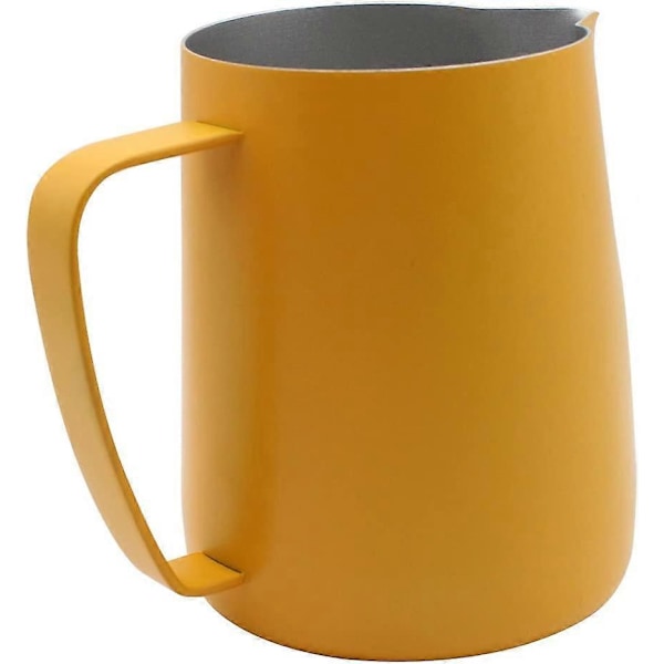 Rustfri Stål Mælkeskumningskande Steaming Kande Egnet til Kaffe, Latte og Mælkeskumning 600ml Gul
