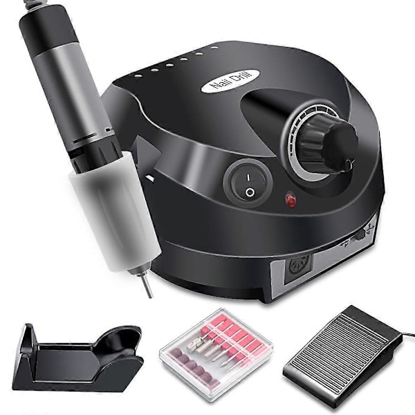 Professionell Elektrisk Nagelborrmaskin 35000 RPM Slipfrässet för Manikyr och Pedikyr Nageltork DMJ-202C-BK EU
