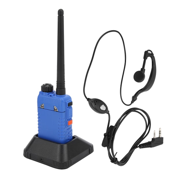 Bärbar Walkie Talkies Set Handhållen LCD-display Walky Talky med Öronsnäcka 100‑240VBlå EU-kontakt 100‑240V