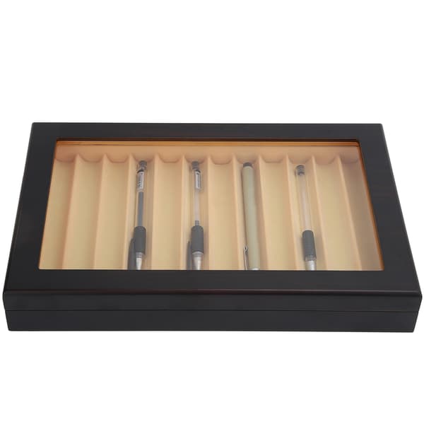 12 Cifret Træ Fyldepen Display Case Sort Bage Lak Pen Opbevarings Gaveæske