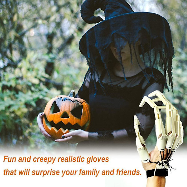 Halloween Fleksible Fingerforlengelser 3D-Printet Leddede Fingre for Cosplay One Size Fits All Hvit