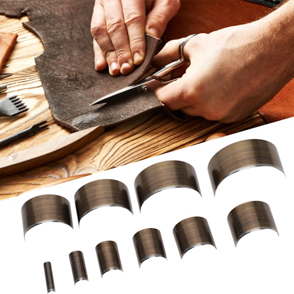 Läder V-formad stans DIY-verktyg Svanskapad stans Rund bältesperforerad tillbehörsuppsättning 10 x A28 Halvcirkel