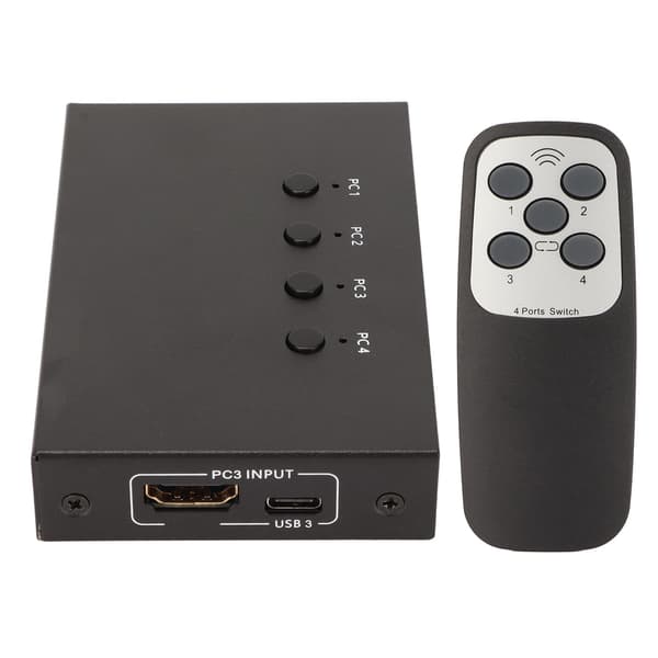 KVM Switcher 4K 60Hz 18Gbps 4 ind 1 ud HD Multimedia Interface 2.0 KVM Switcher med USB-interface