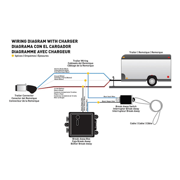 Trailer Brakes Breakaway Kit 12V LED Test Break Away System Universal ajoneuvoihin