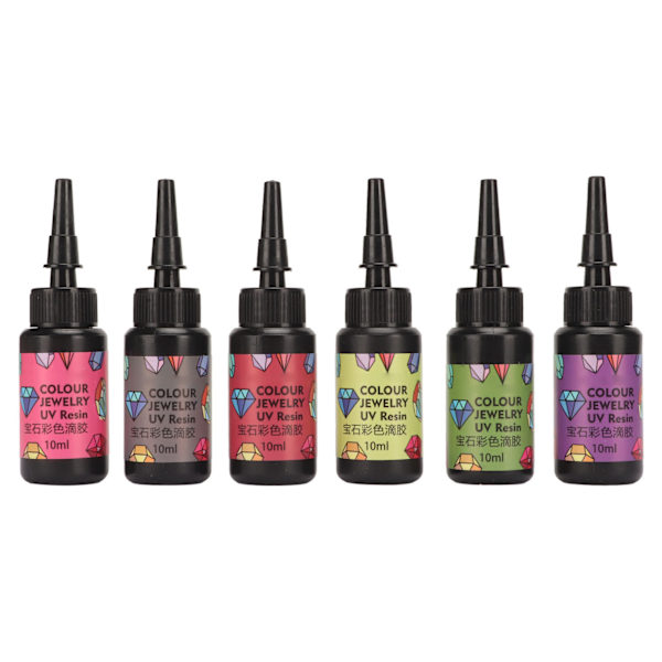12 stk UV-harpiks i blandede farger, rask herding, levende farger, mye brukt UV-epoksyharpiks for DIY-smykkeproduksjon