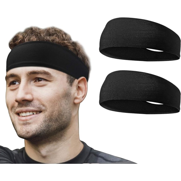 Sportshodebåndsett for menn og kvinner - Elastiske anti-skli fuktsikre hårbånd for trening, ski, løping, yoga, treningsstudio og sykling (2 stk)