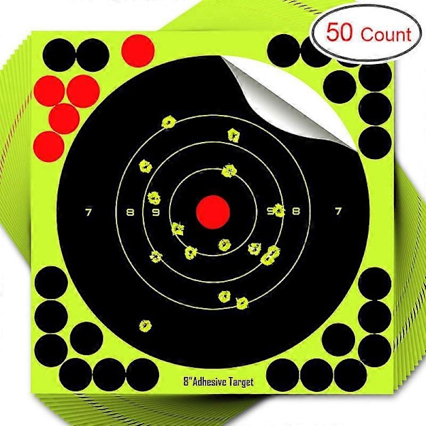 50x Fluorescerende Gule Reaktive Splatter Papir Reaktive Klæbende Skydeskiver 203x203mm