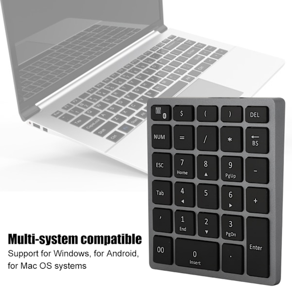 BT306 28 taster numerisk tastatur tynd computer telefon universel genopladelig mini tastatur grå