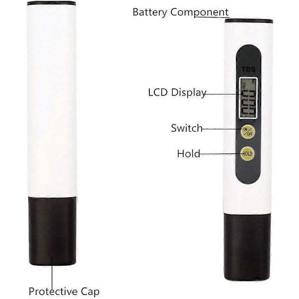 Digitalt PH-meter Tds-meter Vandkvalitetstester LCD-skærm Tester Pen-pen med to taster til drikkevand Svømmepøl Tank