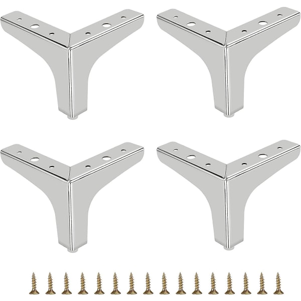 Metalsofaben - Sæt med 4 | Moderne møbelfødder til DIY-udskiftning | 10 cm | Sølv