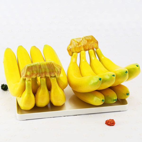 Artificiell Banana 7 Heads Banana Model High Simulation Fake Fruit Banana Model Photo Prop för Home Party