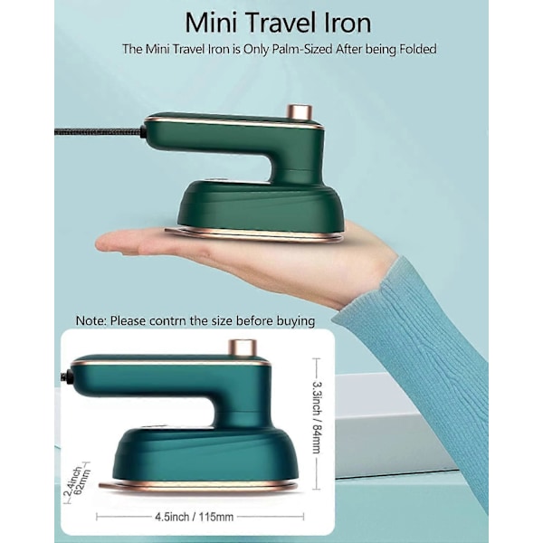Handhållen Mini Strykmaskin Kan Rotera 180 Grader Kläder Resestrykjärn, Snabb Uppvärmning Liten Portabel Varmpress Klädstrykjärn (Grön - EU)