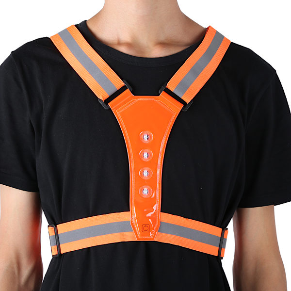 Elastisk LED Justerbar Synlighed Reflekterende Vest Gear Striber til Udendørs Natsport Sikkerhedorange rød