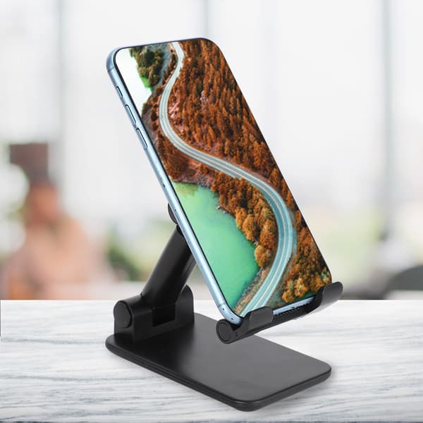 Justerbar Bordstander Holder Foldbart Spejl Overfladebeslag til Mobiltelefon Tablet Sort