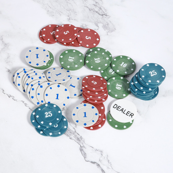 100 kpl pokerimerkkikortteja jakajan pelimerkkien kannettavalla case lapsille aikuisille
