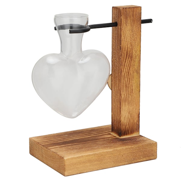 Hydroponisk transparent glasvas trä torkad blomma arrangemang behållare skrivbord dekoration