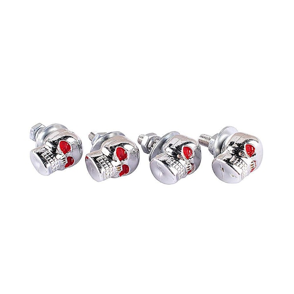 4 stk. 3D Skelet Motorcykel Nummerplade Skruefastgørere
