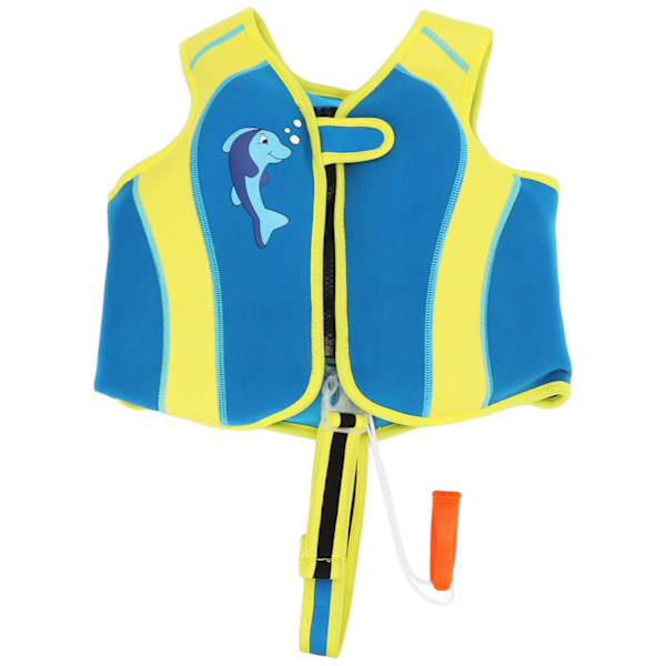 Kids Swim Vest Blue Hook and Loop Fin Design Regulable Straps Neoprene Soft Child Swimming Jacket for Rafting Surfing L