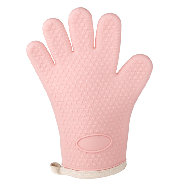Tjock silikon ugnsvante värmebeständig silikon matlagningshandske för mikrovågsugn brödrost rosa orange
