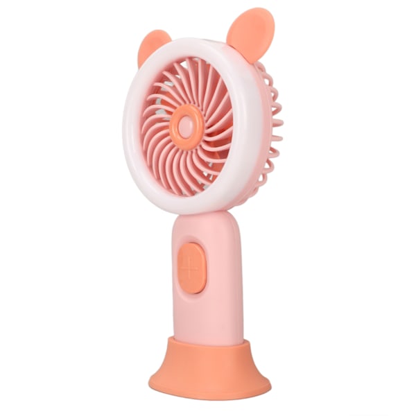 Håndholdt ventilator 3 niveauer justerbar USB genopladelig ergonomisk greb mini håndholdt ventilator med blændende lys til studerende børn pink